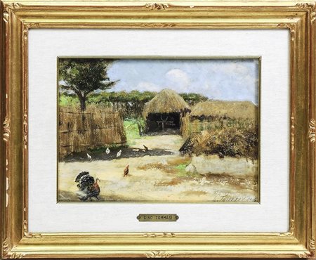 GINO TOMMASI (1880-1942) Scorcio di aia - Farmyard View olio su cartone - oil...