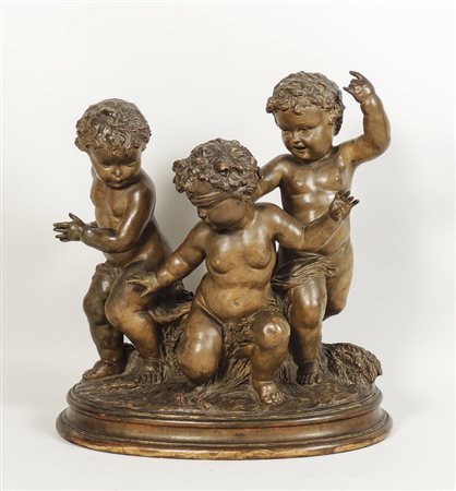 GRUPPO IN TERRACOTTA PATINATA - PATINATED TERRACOTTA FIGURAL GROUP...