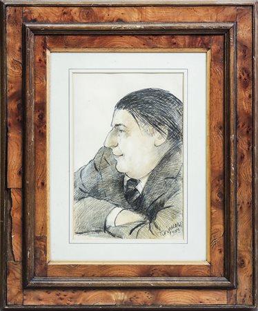 NINO TIRINNANZI (1923-2002) Ritratto maschile - Male Portrait carboncino e...