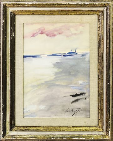 SERGIO SCATIZZI (1918-2009) Marina - Seascape tempera su carta - tempera on...