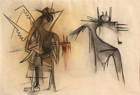 Wifredo LAM Sagua la Grande 1902 - Parigi 1982 Totem, anni ’60 Pastello su...