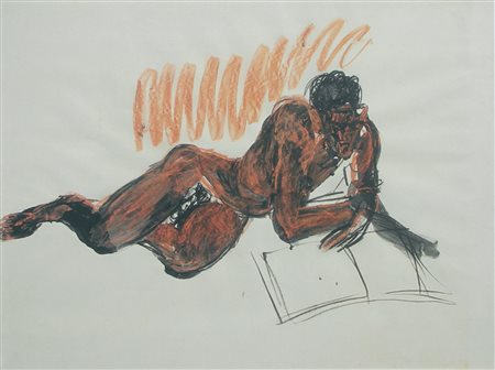 Fetting Rainer Figura sdraiata, 1983 tecnica mista su cartoncino, cm. 108x143...