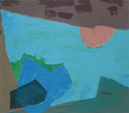 Nieuwenhuys Constant Anton Composizione in verde e blu, 1956 olio su tela,...