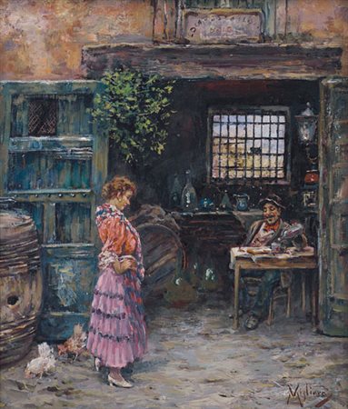 MIGLIARO VINCENZO Napoli 08/10/1858 - 16/03/1938Vecchia osteriaolio su tavola...