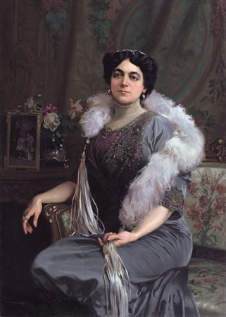 DE SERVI LUIGI Lucca 1863 - 1945Nobildonna, 1913olio su tela cm. 135x95,...