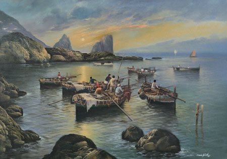 GALANTI MARIO Napoli 1923 - Napoli 1998Marina di Capri, 1980olio su tela cm....