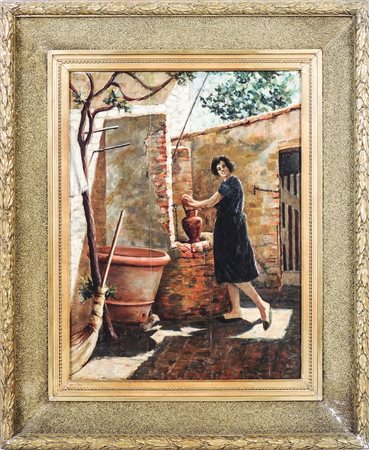 DONNA AL POZZO - WOMAN AT THE WELL fine del XIX secolo - late 19th Century...