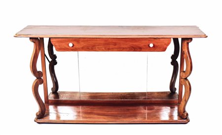 CONSOLE IN MOGANO BIONDO - BLONDE MAHOGANY CONSOLE un cassetto nella fascia,...