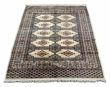 TAPPETO BUKARA KASHMIR - BUKARA KASHMIR RUG fondo beige, campo con motivi...