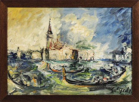 EMANUELE CAPPELLO Venezia - Venice olio su tela - oil on canvas, firmato, in...
