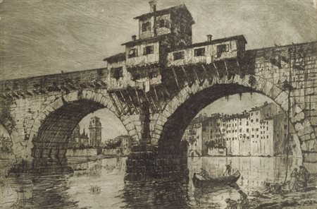 E. Fagiuoli PONTE DELLA PIETRA A VERONA, 1916 Acquaforte, mm 320x450 Firma e...