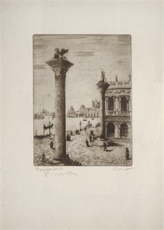 Vitali PIAZZA SAN MARCO Acquaforte, mm. 335x238 (foglio); mm. 185x139...