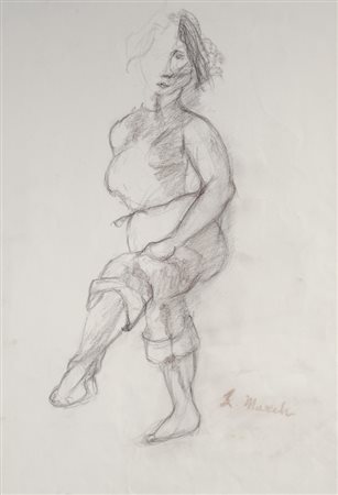 Giovanni March (Tunisi, 1894 - Livorno, 1974) FIGURA Matite su carta, cm....