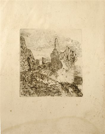 Giovanni Fattori (Livorno, 1825 - Firenze, 1908) ROVINE DEL CASTELLO DI...