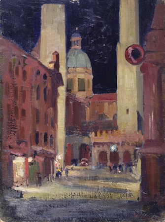 Gustavo Sforni (Firenze, 1888 - Bologna, 1939) PIAZZA DI BOLOGNA, 1932 Olio...