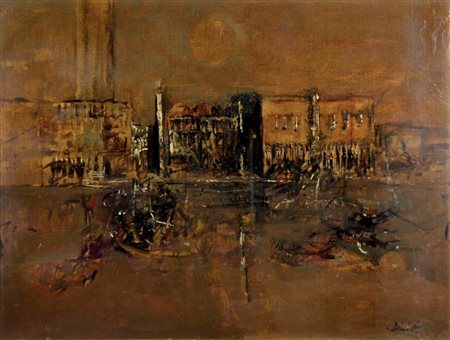 DINETTO LINO Este (Pd) 1927 Venezia olio su tavola 60x80 firma in basso a destra
