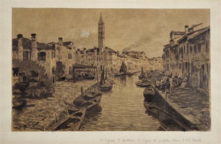 MITI ZANETTI GIUSEPPE Modena 1859 - Milano 1929 Canale veneziano acquerello...