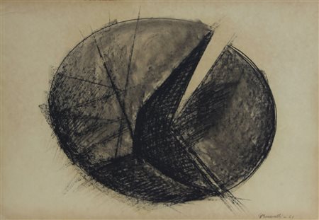 Benevelli Giacomo Senza titolo, 1961 carboncino su carta, cm. 49x70 firmato e...