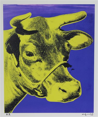 Warhol Andy Cow stampa su lastra in alluminio, cm. 65x55, es. P.P. firmata in...