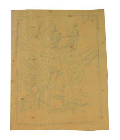 Depero Fortunato Senza titolo disegno su carta, cm. 18x14 firmato in alto a...