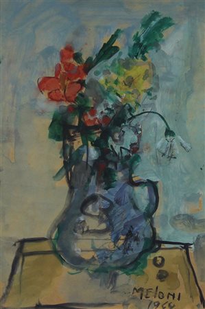 Meloni Gino Vaso di fiori, 1949 acquerello su carta, cm. 35x25 firmato e...