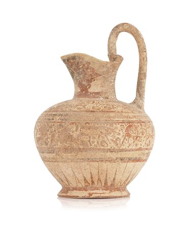 ARCHEOLOGIA OINOCHOE ETRUSCO CORINZIO IN TERRACOTTA VERNICIATA, VI SECOLO...