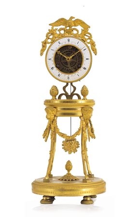 OROLOGIO DA TAVOLO PENDOLA IN BRONZO DORATO, GASTON JOLLY A PARIS, 1810 CA.,...