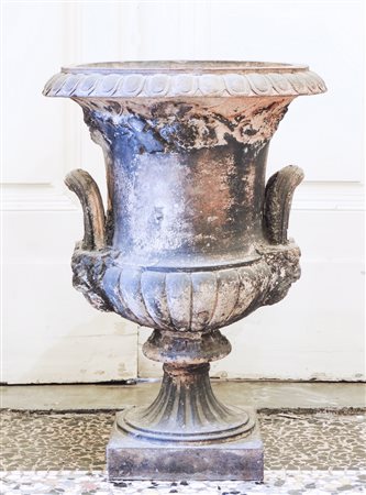 VASO MEDICEO DA GIARDINO IN TERRACOTTA PATINATA alcuni difetti h cm 56