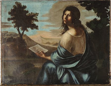 SANTA CECILIA Scuola toscana del XVII secolo olio su tela, cadute di colore e...