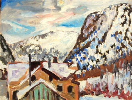 LEVI CARLO Torino 1902 - 1975 Roma "Neve a Clavière" 1947 50x64 olio su...