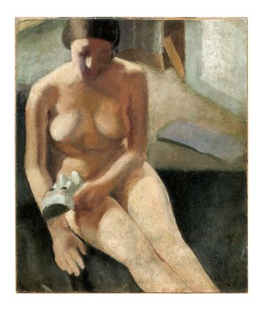 CASORATI FELICE Novara 1883 - 1963 Torino "Nudo con la maschera" 1929 76x63,5...