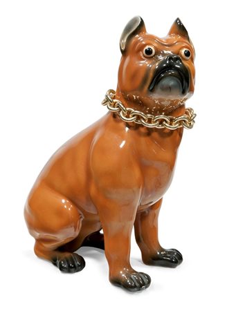 FORNASETTI PIERO Milano 1913 - 1988 Bulldog in ceramica a colaggio con...