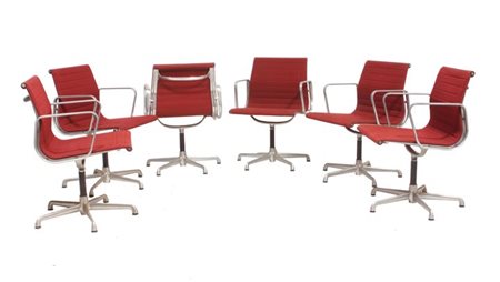 EAMES CHARLES Sei poltrone da ufficio serie alluminium group. Prod. ICF 1970...