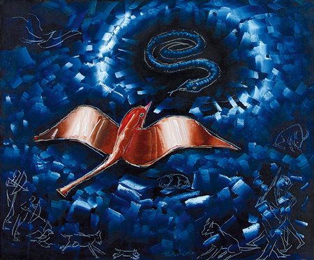 TURCHIARO ALDO Celico (Cs) 06/04/1929Il serpente nel nido, 2003olio su tela...