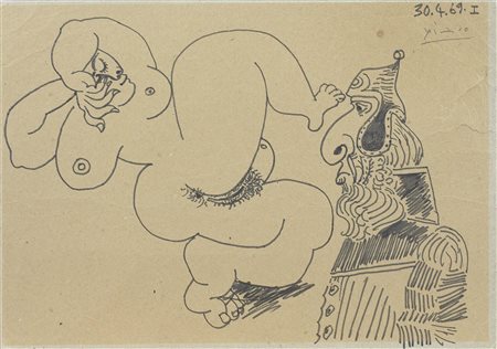 Pablo Picasso Malaga 1881 - Mougins 1973 Femme nue et guerrier, 1969...