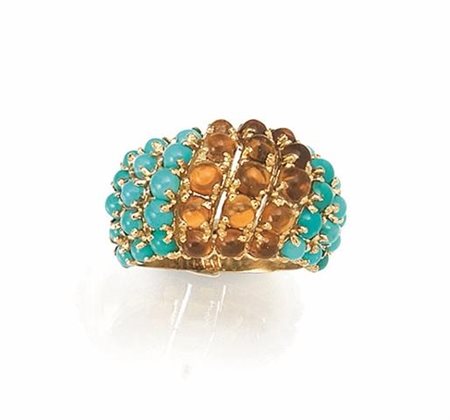 Anello, Pomellato, in oro giallo, turchese e citrinien suite con i lotti...