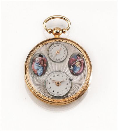 OROLOGIO DA TASCA CON DATARIO, DAVID HUMBERT DROZ, 1800 CIRCA, IN ORO GIALLO...