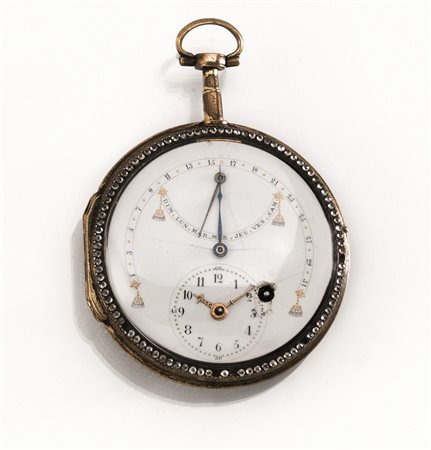 OROLOGIO DA TASCA, ANONIMO SVIZZERO, 1790 CIRCA, IN OTTONE, SMALTI E...