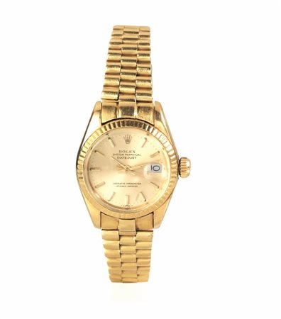 OROLOGIO DA POLSO ROLEX OYSTER PERPETUAL DATE JUST LADY REF. 6917, IN ORO...