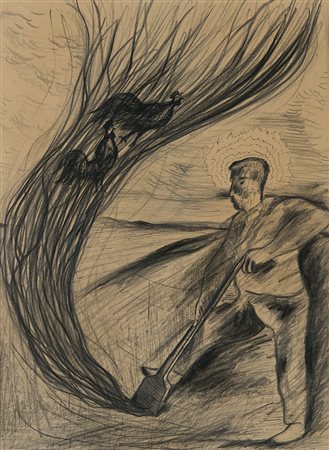 Enzo Cucchi (Morro d'Alba 1949) - "Pensieri di terra" 1980 matita su carta,...