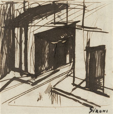 Mario Sironi (Sassari 1885 - Milano 1961) - "Paesaggio urbano" 1922 ca...