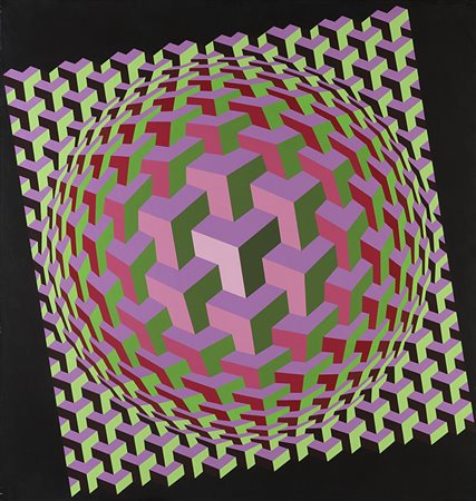 Victor Vasarely (Pecs 1906 - Parigi 1997) - "Ulton" 1973 (1988) olio su tela,...