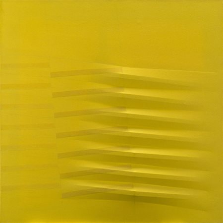 Agostino Bonalumi (Vimercate 1935 - 2013) - "Giallo" 1983 tempera vinilica su...