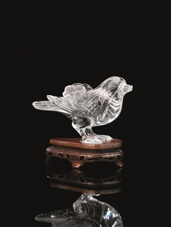 INTAGLIO, CINA, SEC. XX,in cristallo di rocca raffigurante uccellino, alt. cm...