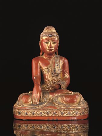 BUDDHA, THAILANDIA, SEC. XXin legno laccato, alt. cm 55&nbsp;A Thai 20th...