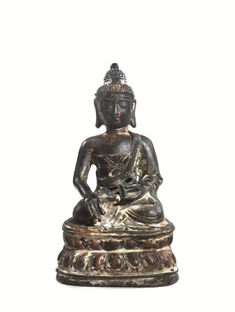 BUDDHA, CINA, SECC. XVII-XVIIIin bronzo, con tracce di policromia, alt, cm...