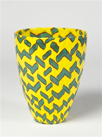 James Carpenter, Vaso "Calabash" , in vetro soffiato a zanfirico, opaco...