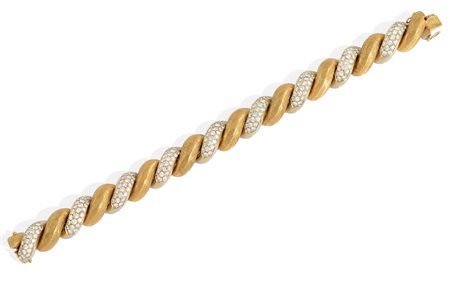 BRACCIALE BRACCIALE ANNI '50 CA. In oro giallo satinato e bianco 18 kt a...