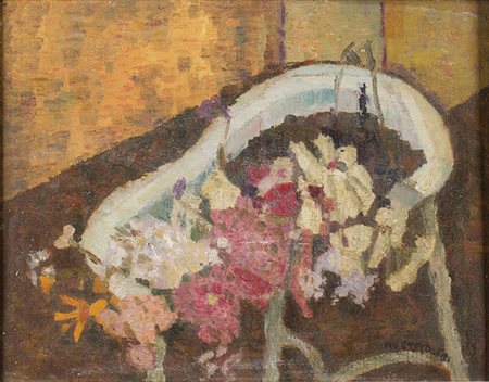 MARIO AUGUSTO Firenze 1895 - 1941 Fiori, 1931 Olio materico su cartoncino...