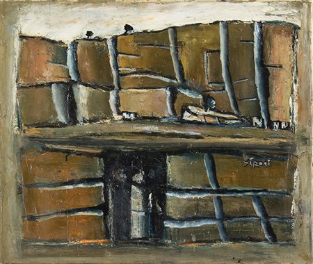 MARIO SIRONI Sassari 1885 – Milano 1961 Paesaggio, 1948 ca. Olio su tela, cm...